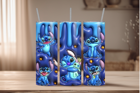 3D Dark Blue Stitch Sublimation Tumbler Print