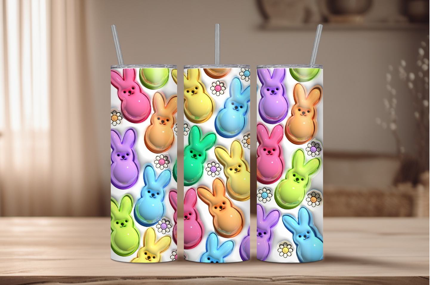 3D Easter Peeps Sublimation Tumbler Print