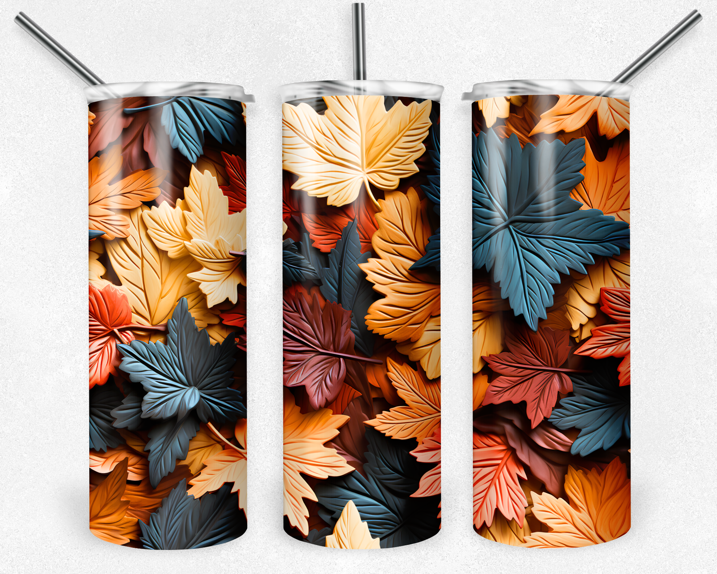 3D Fall Leaves Sublimation Tumbler Print