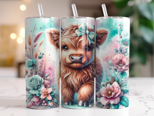 3D Baby Highland Cow Sublimation Tumbler Print