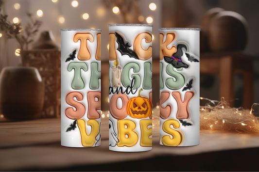 Bubbly Thick Thighs + Spooky Vibes Halloween Sublimation Tumbler Print