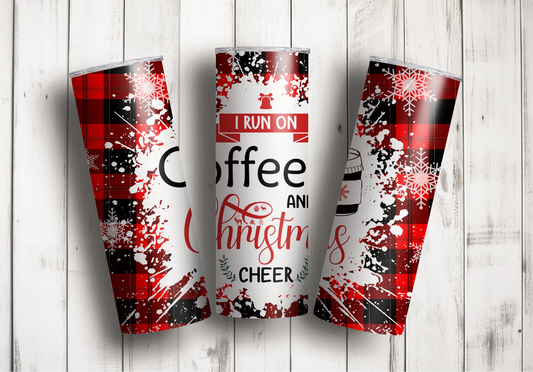 Coffee + Christmas Cheer Sublimation Tumbler Print