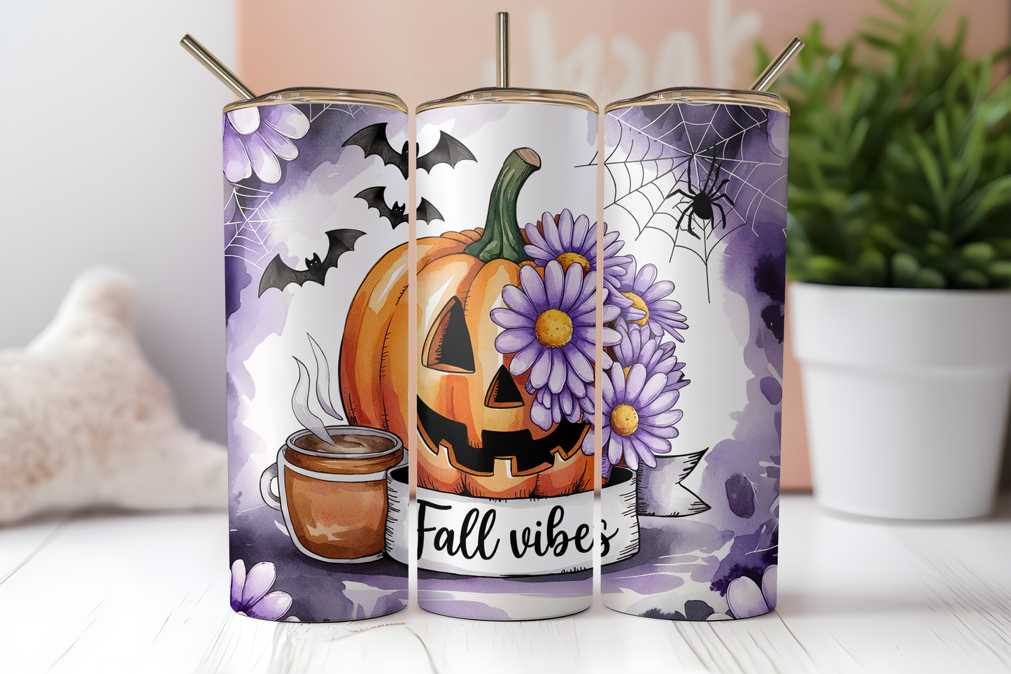 Fall Vibes Pumpkin Sublimation Tumbler Print