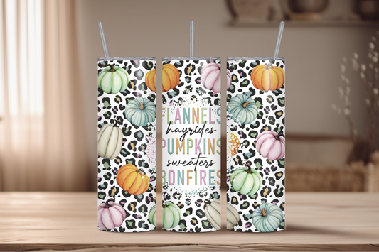 Flannels, Pumpkins, Bonfires Fall Sublimation Tumbler Print