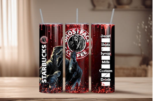 Ghost Face Starbies Sublimation Tumbler Print