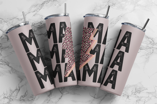 Mama Cheetah Lightning Bolt Sublimation Tumbler Print
