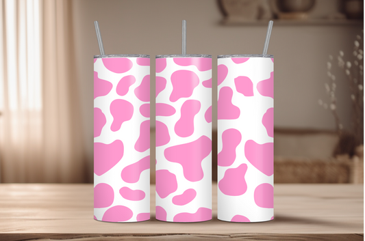 Pink Cow Print Sublimation Tumbler Print