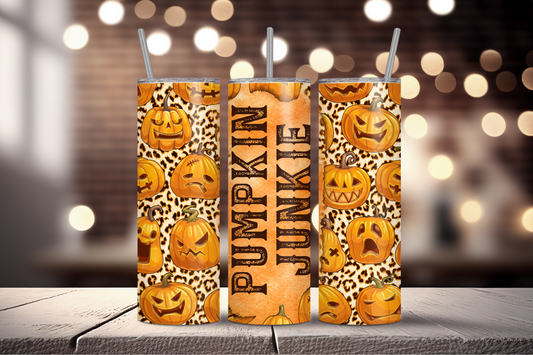 Pumpkin Junkie Fall Sublimation Tumbler Print