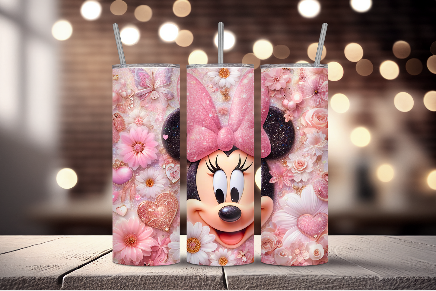 Sparkly Pink Minnie Sublimation Tumbler Print