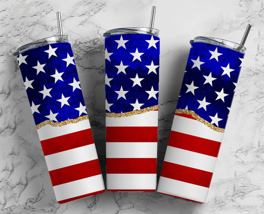 4th of July American Flag Sublimation Tumbler Print