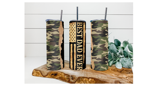 Best Dad Ever, Military Dad Sublimation Tumbler Print
