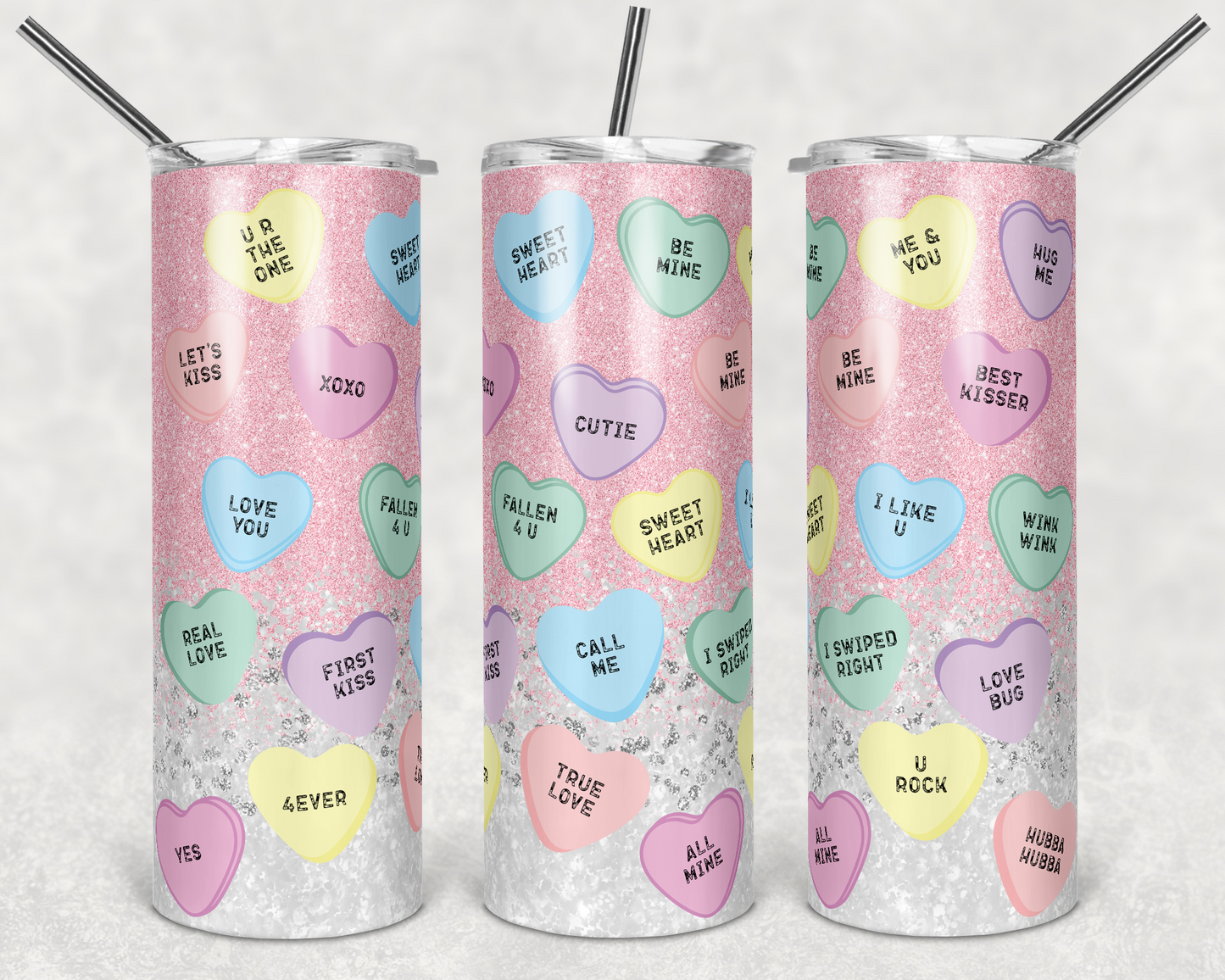 Conversation Hearts Valentine's Sublimation Tumbler Print